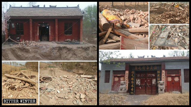 Two temples in Heze city were demolished.
