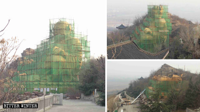 It took 17 days to demolish the statue of Maitreya from the Longfeng cemetery.