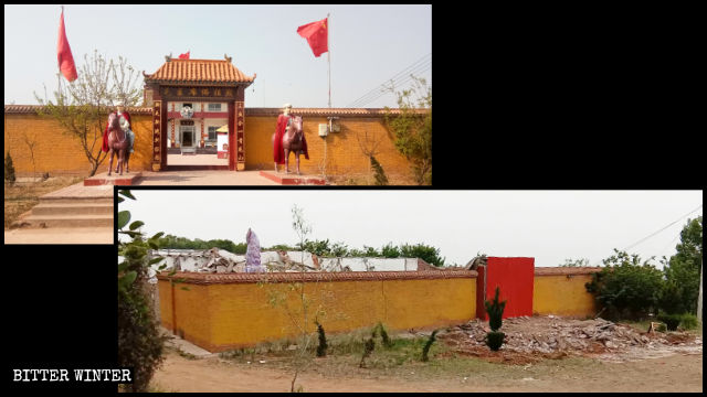 “Chairman Mao Buddha Temple” before and after the demolition.