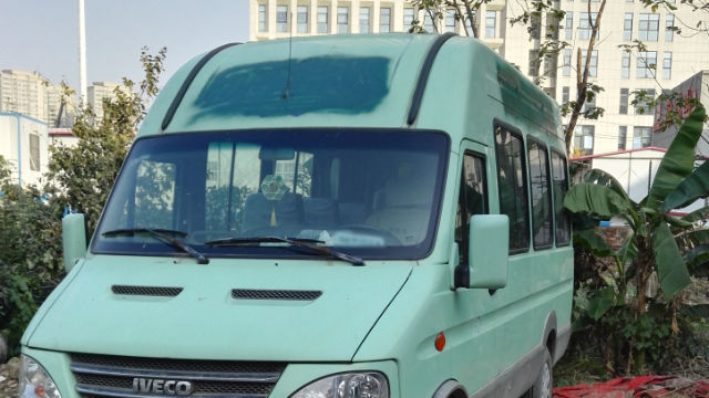 Islamic symbols on the vehicle prepared for a funeral were painted over.