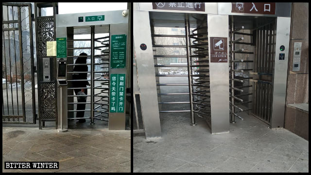Revolving gates installed at the entrance to residential complexes