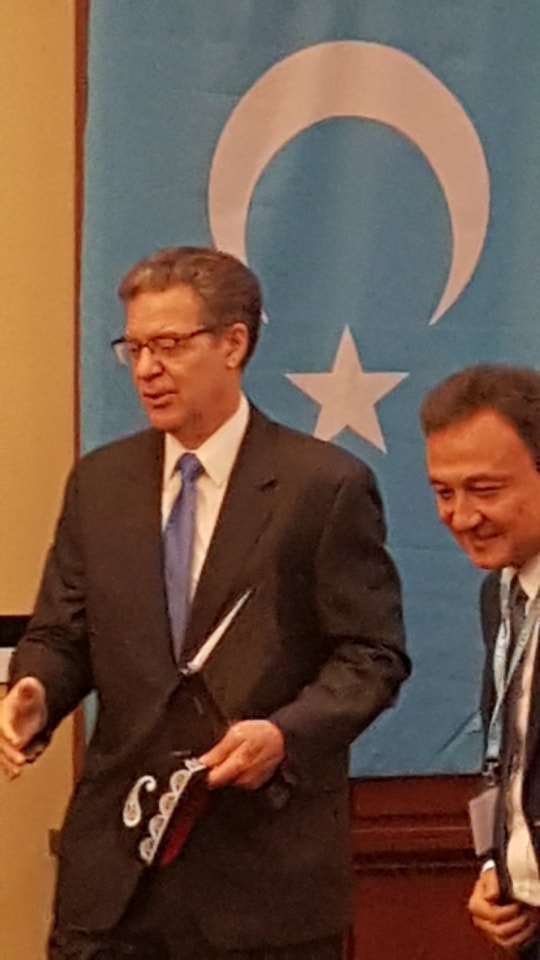 U.S. Ambassador at Large for International Religious Freedom, Sam Browback (left), and Mr. Dolkun Isa, President of the World Uyghur Congress