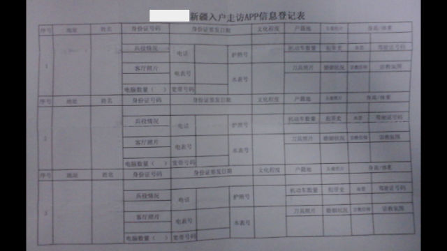 Xinjiang Home Visit App Information Registration Form
