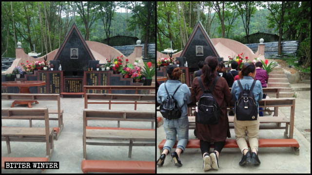 churchgoers knelt in front of Father Zhao’s grave and prayed