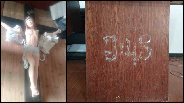 Holy paintings were smashed, the JHS monogram and cross on the front of the altar table were removed.