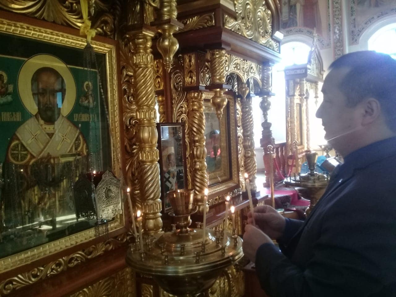 Mr. Serikhzan Bilash, the famous dissident, a Muslim, in an Orthodox church in Almaty, Kazakhstan. An important testimony