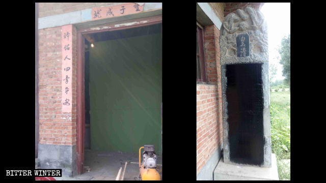 Statues covered at Taifang Temple in Fengjiazhuang village