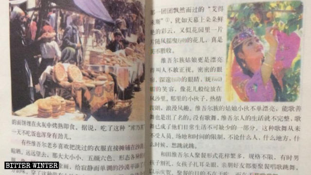 The illustration of a Uyghur girl appears in the original text of Uyghurs in Hotan