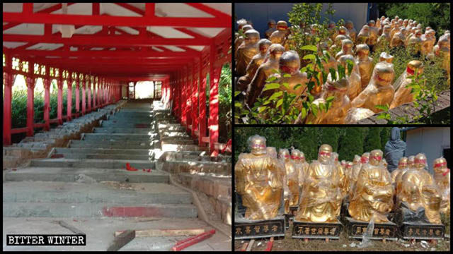 101 Arhat statues on either side of the A