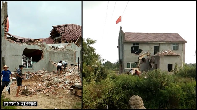 A Three-Self church in Shangrao city was forcibly demolished