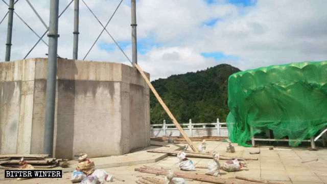 The lotus-shaped pedestal was demolished