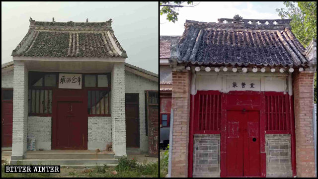 Two temples in Fengming town have been converted into warehouses