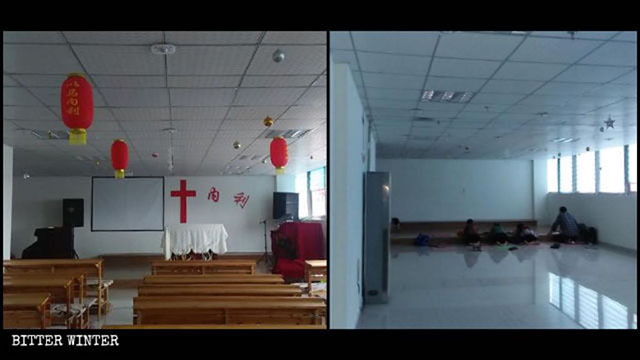 believers from Heping Hall kneel on the ground crying and praying